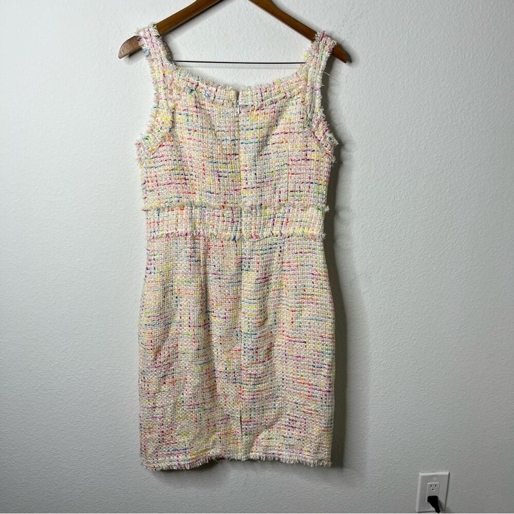 Theia Colorful Multi Tweed Sheath Dress Sleeveless Womens Size 10 - Picture 5 of 9
